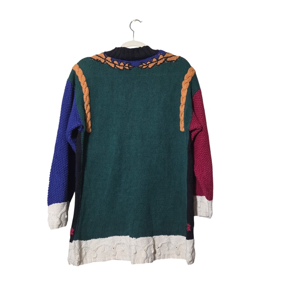 Jennifer Collection Vintage Colorblock Sweater Ornate Tapestry Knit Artsy Boho - Picture 5 of 8